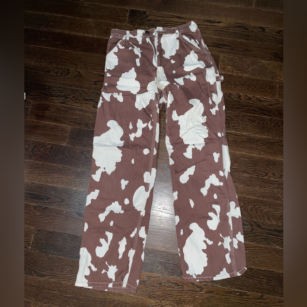 Urban outfitters brown cow print pants, medium!!